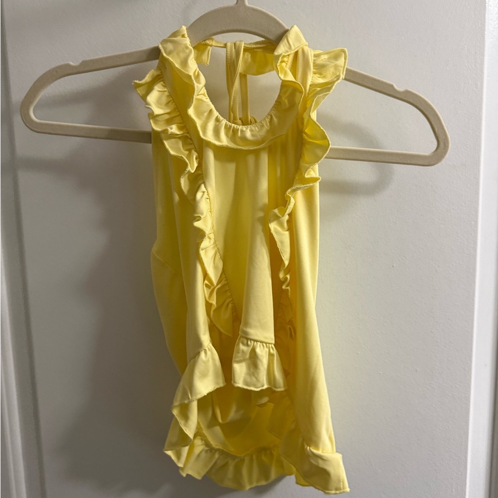 Yellow Ruffle Sleeveless Top